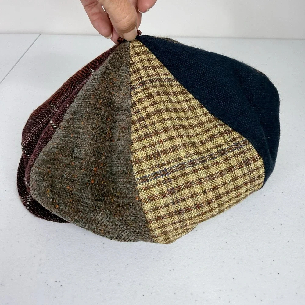 Doria Gruppo Borsalino Italian Wool Patchwork Newsboy Cap Hat Mens Large 7.5